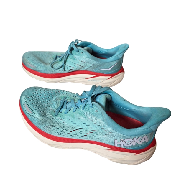 Hoka One One Clifton 8 Running Shoes 9.5 Teal Mesh Cushion Performance Athletic - Picture 7 of 12